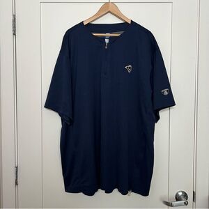 Mens 2XL Reebok Equipment NFL OnField Apparel Blue Short Sleeve Rams 1/4 Zip